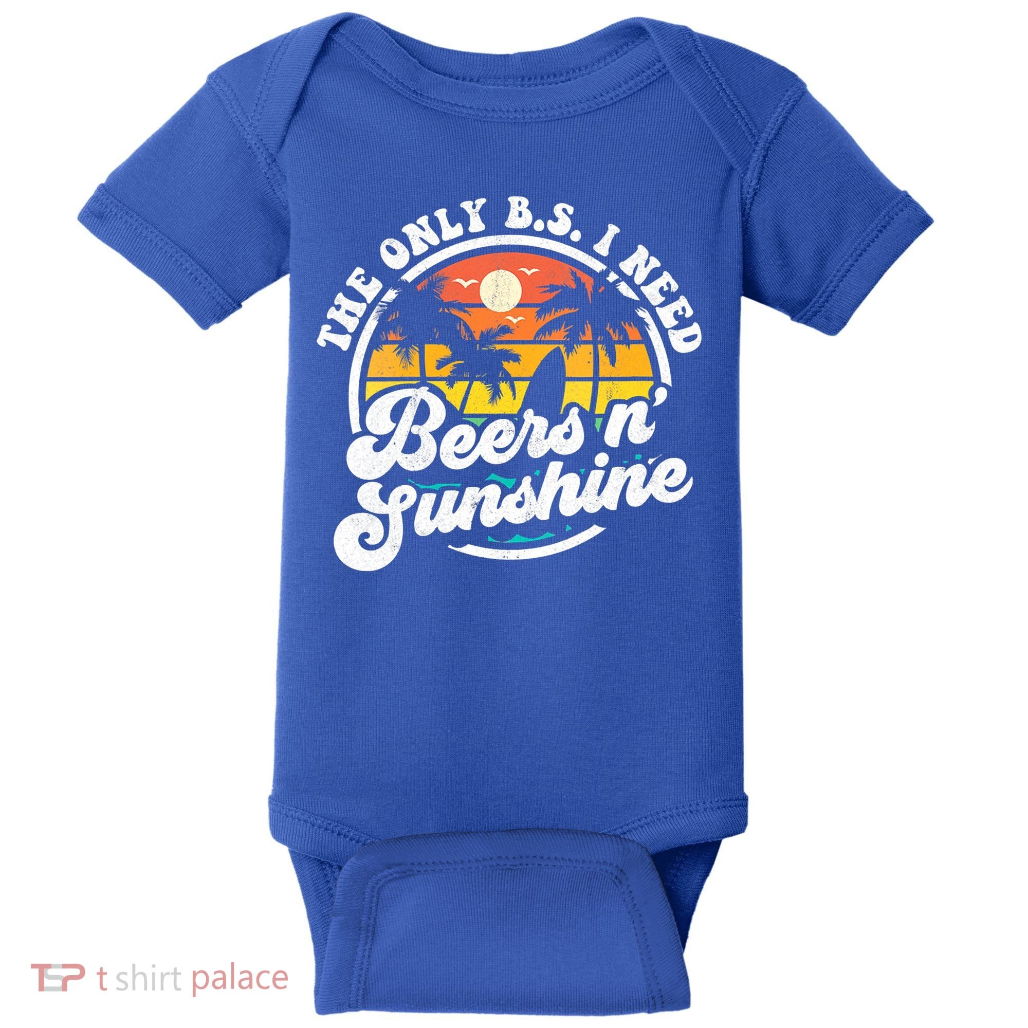 Wo The Only Bs I Need Is Beers And Sunshine Retro Beach Cool Gift Baby Bodysuit