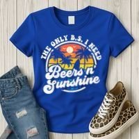 Wo The Only Bs I Need Is Beers And Sunshine Retro Beach Cool Gift Women's T-Shirt thumb 3