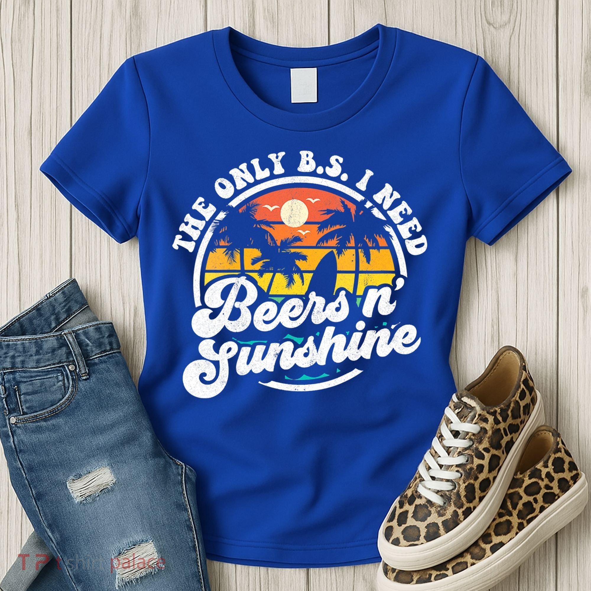 Wo The Only Bs I Need Is Beers And Sunshine Retro Beach Cool Gift Women's T-Shirt