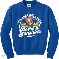 Wo The Only Bs I Need Is Beers And Sunshine Retro Beach Cool Gift Kids Sweatshirt thumb 0