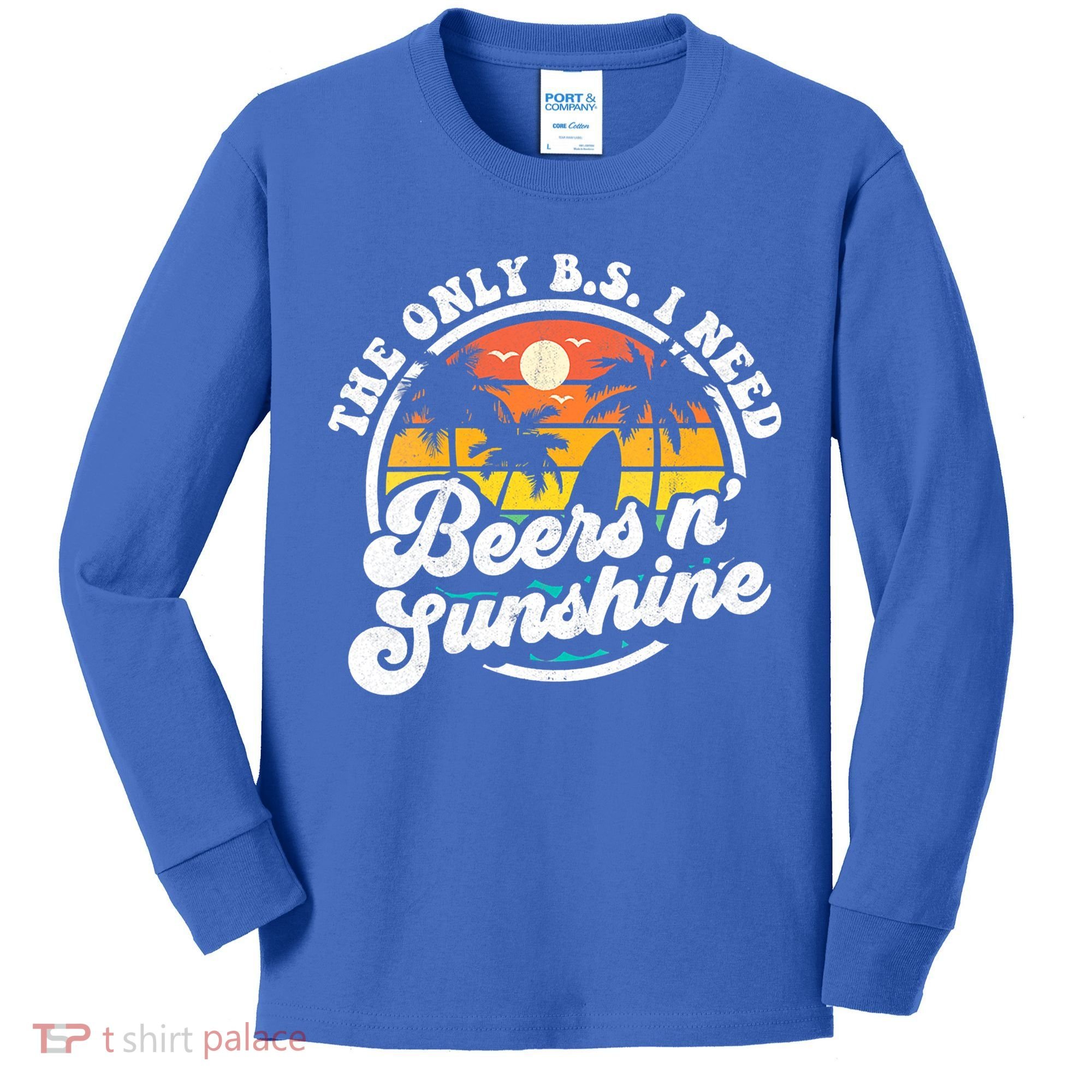 Wo The Only Bs I Need Is Beers And Sunshine Retro Beach Cool Gift Kids Long Sleeve Shirt