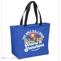 Wo The Only Bs I Need Is Beers And Sunshine Retro Beach Cool Gift Tote Bag thumb 2