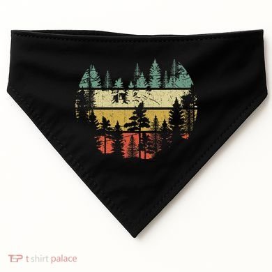 Wildlife Trees Outdoors Nature Retro Forest Sleeveless USA-Made Doggie Bandana