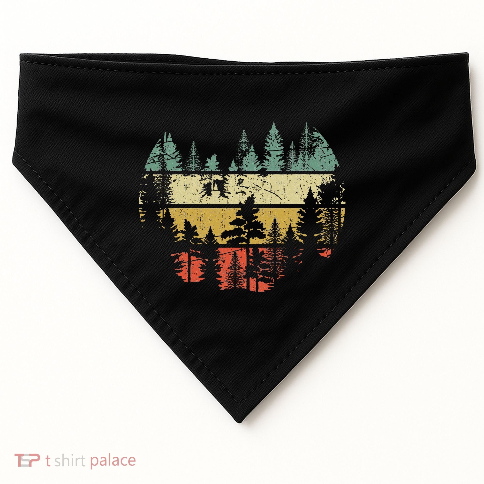 Wildlife Trees Outdoors Nature Retro Forest Sleeveless USA-Made Doggie Bandana