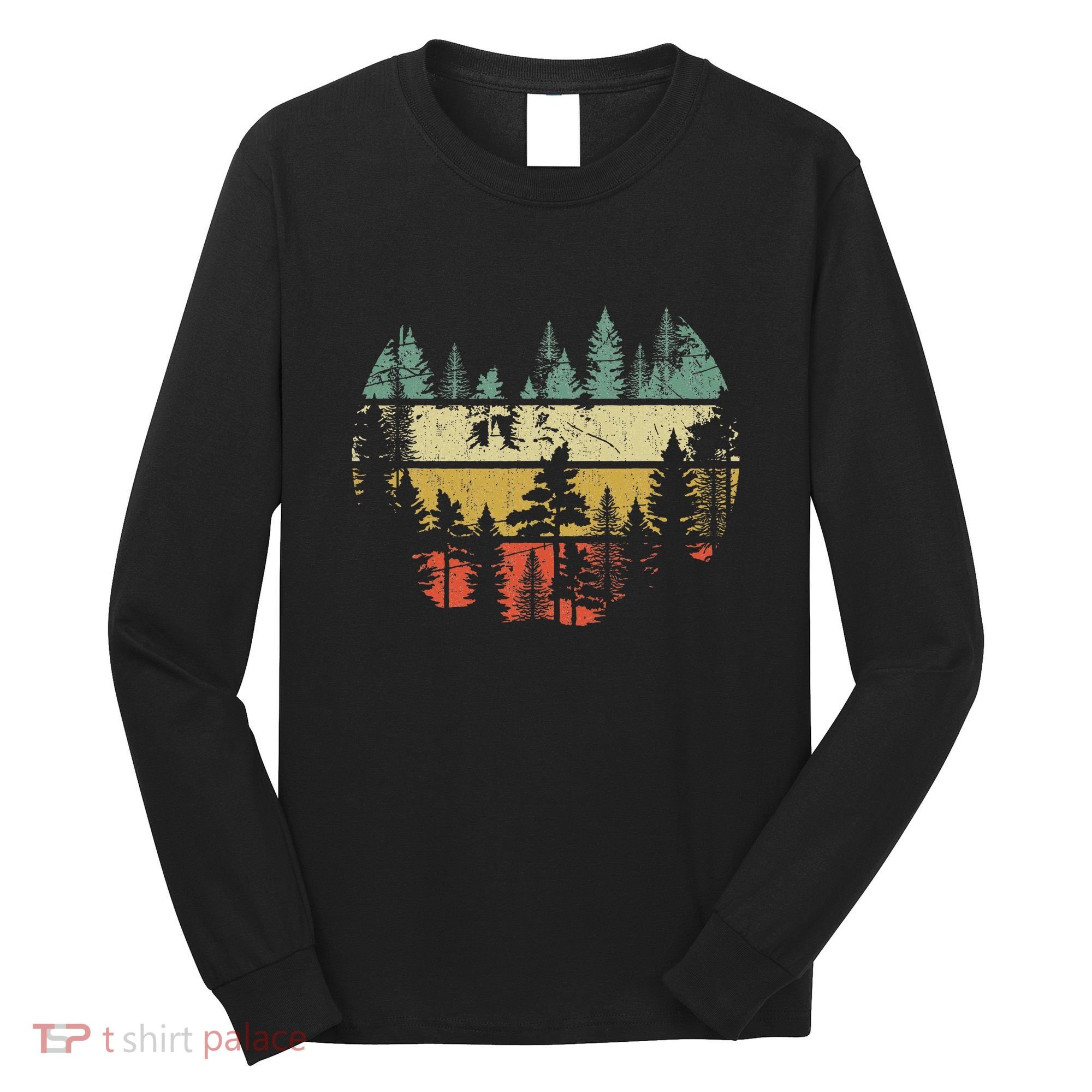 Wildlife Trees Outdoors Nature Retro Forest Sleeveless Long Sleeve Shirt