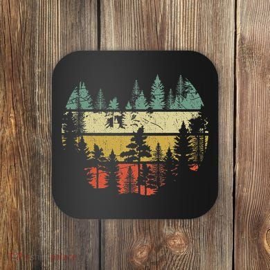 Wildlife Trees Outdoors Nature Retro Forest Sleeveless Coaster