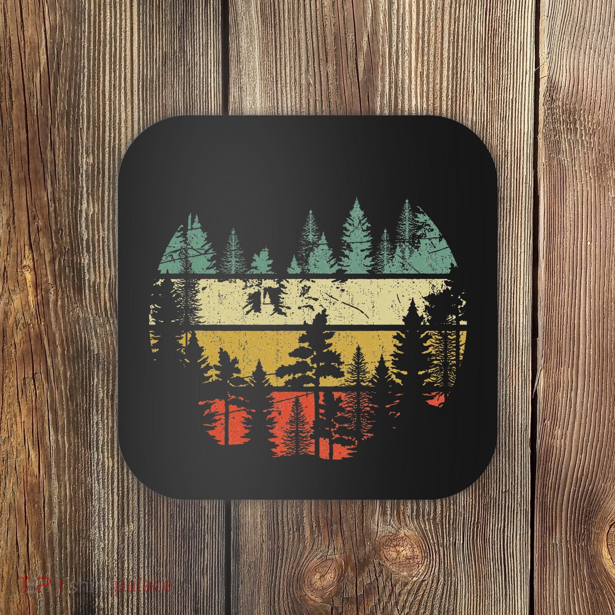 Wildlife Trees Outdoors Nature Retro Forest Sleeveless Coaster