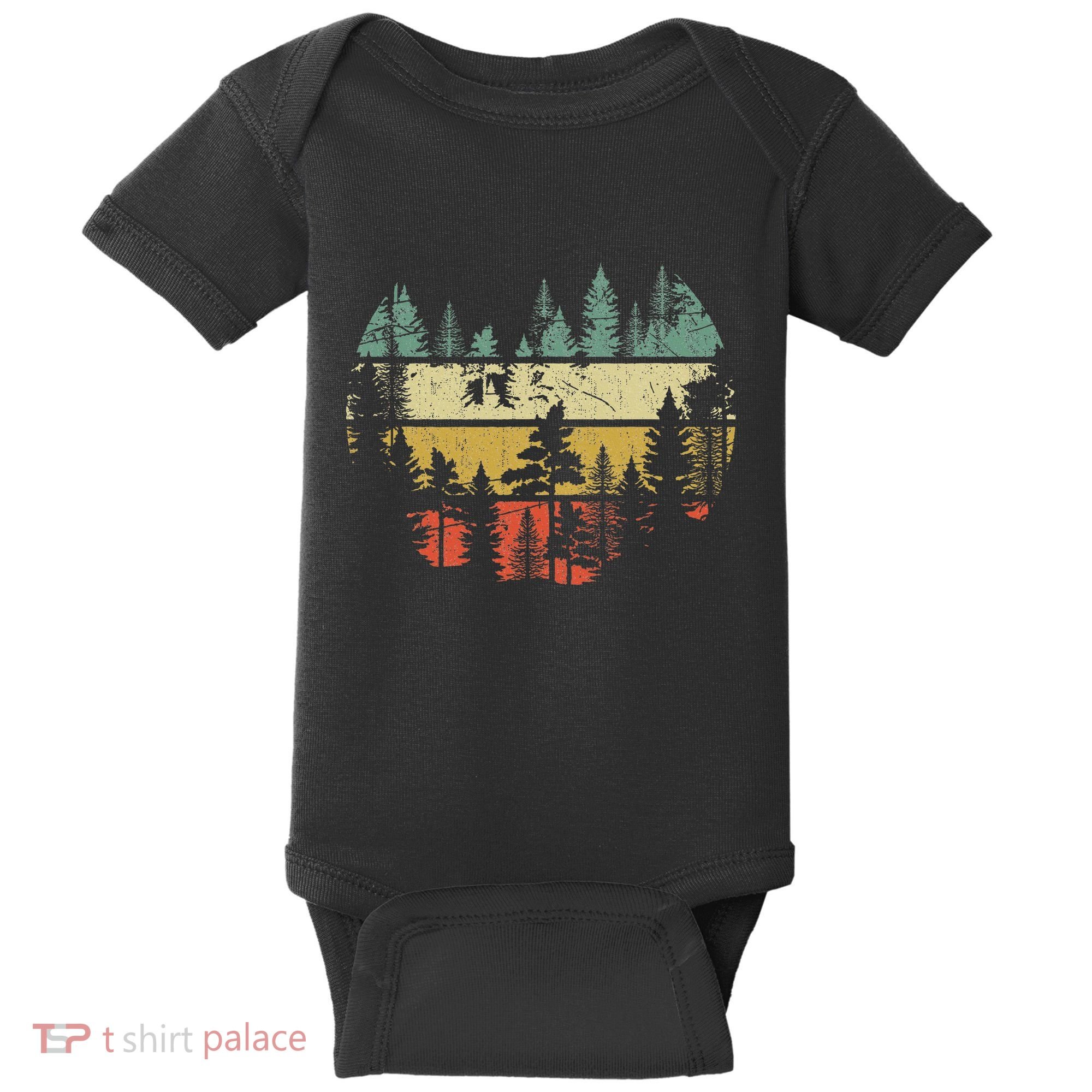 Wildlife Trees Outdoors Nature Retro Forest Sleeveless Baby Bodysuit