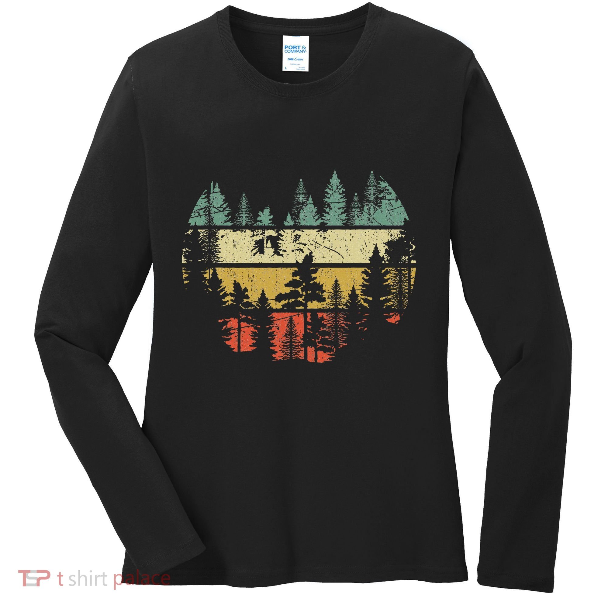 Wildlife Trees Outdoors Nature Retro Forest Sleeveless Women's Long Sleeve Shirt