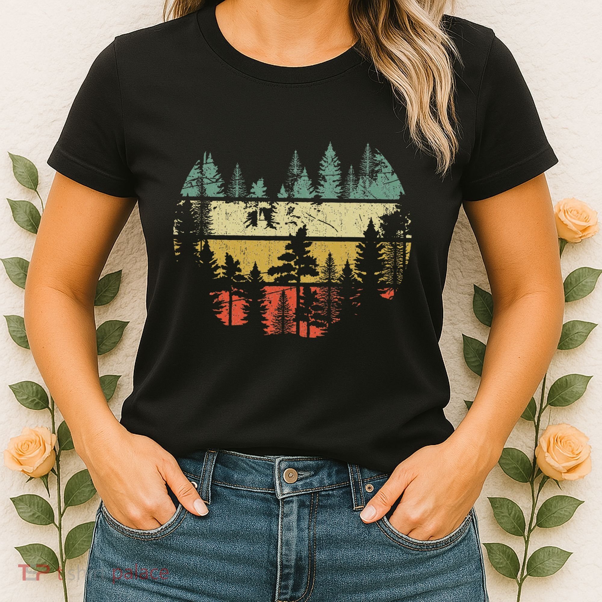 Wildlife Trees Outdoors Nature Retro Forest Sleeveless Women's T-Shirt