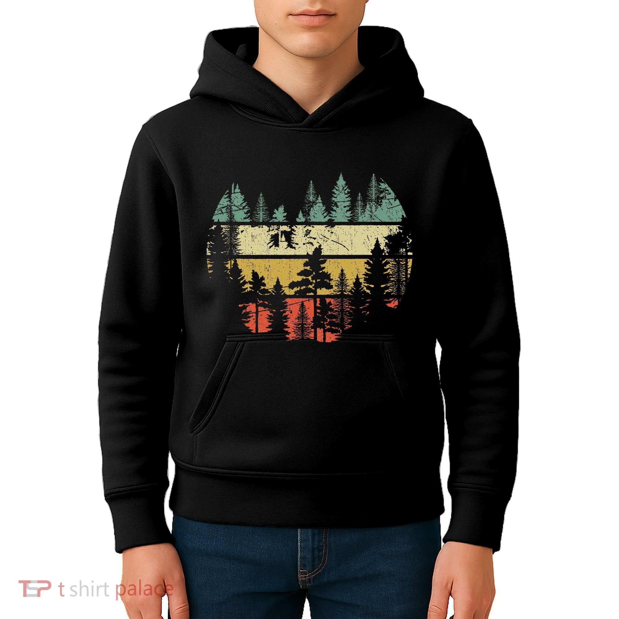 Wildlife Trees Outdoors Nature Retro Forest Sleeveless Kids Hoodie