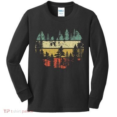 Wildlife Trees Outdoors Nature Retro Forest Sleeveless Kids Long Sleeve Shirt