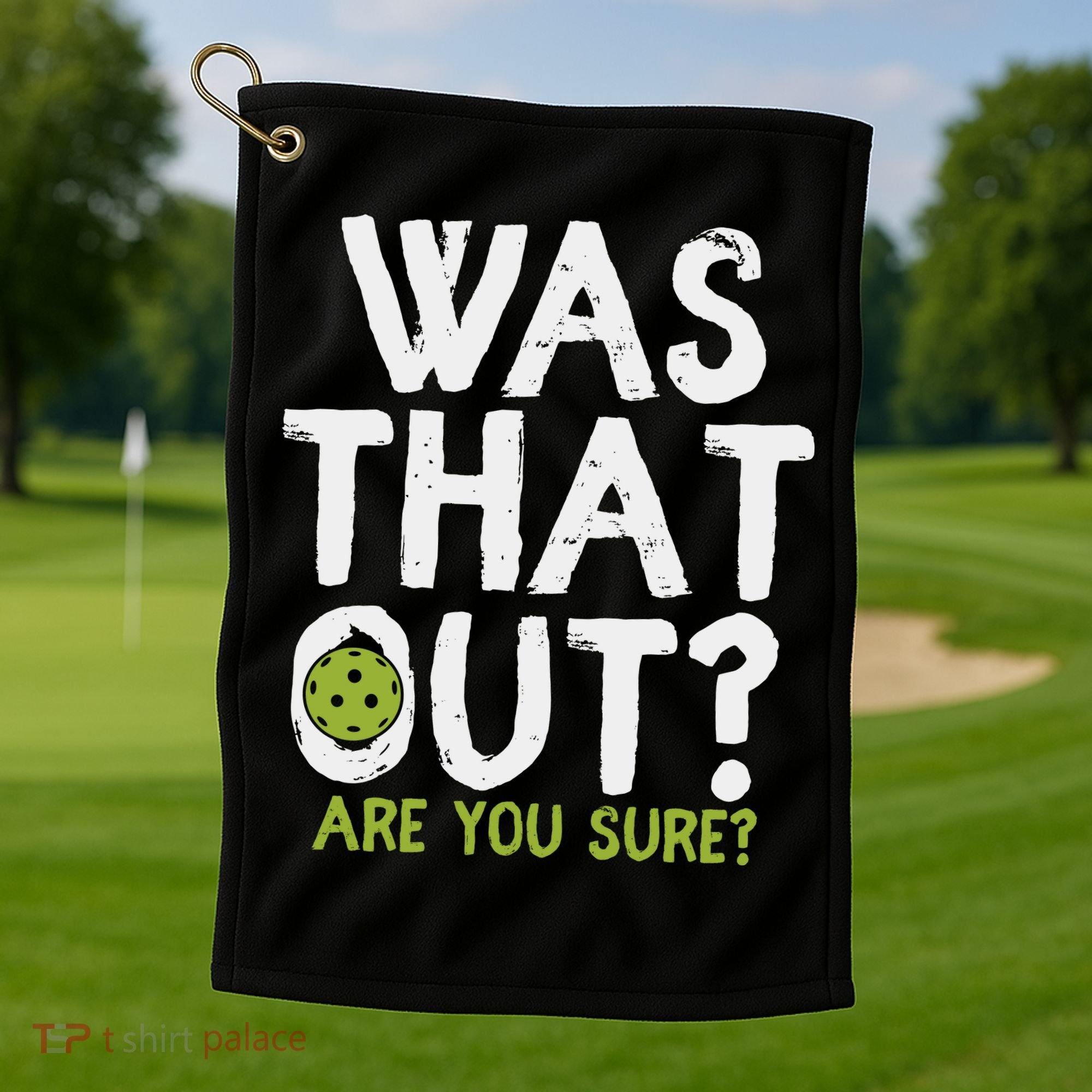 Was That Out Pickleball Pickle Ball Player Golf Towel
