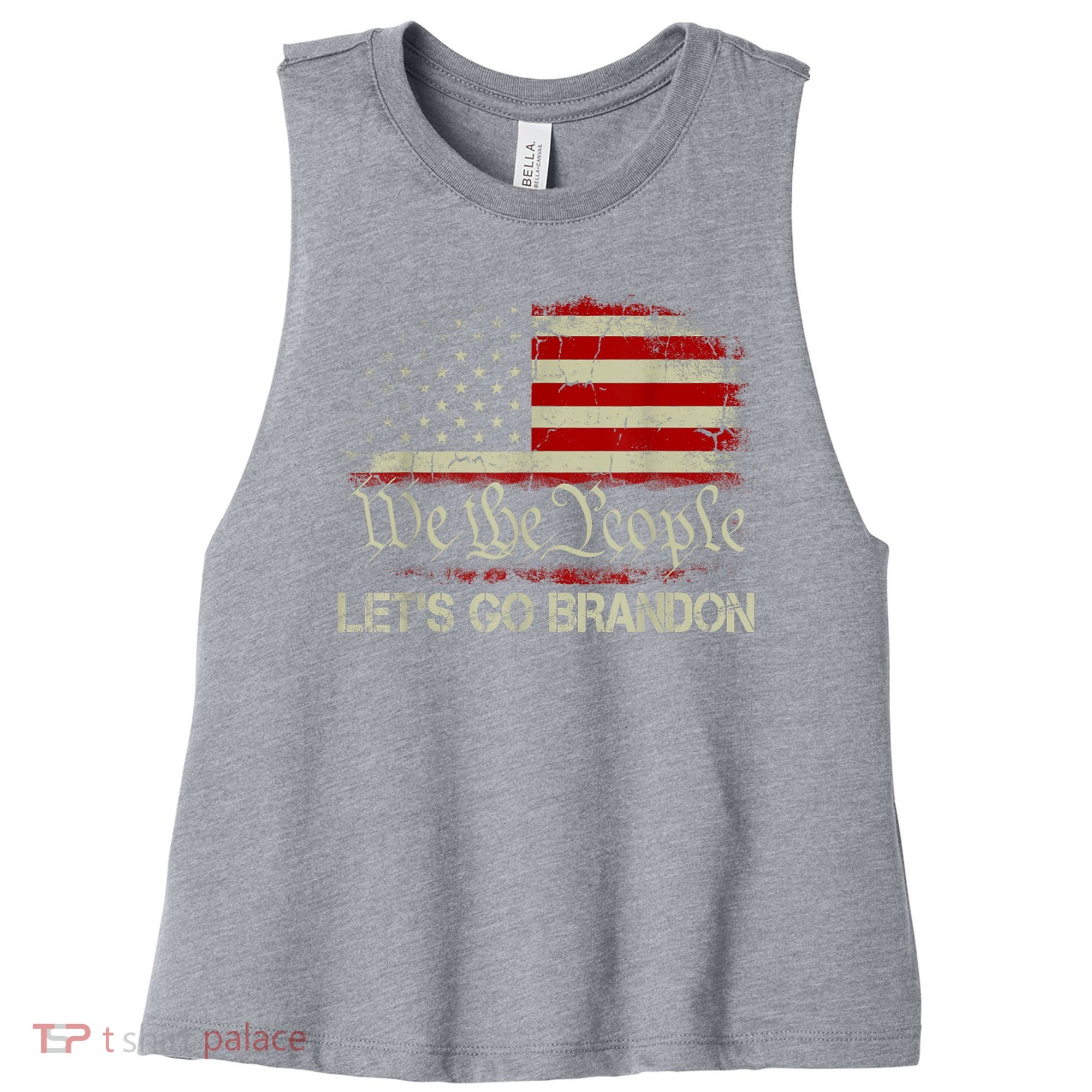 We The People Let's Go Brandon Women's Racerback Cropped Tank