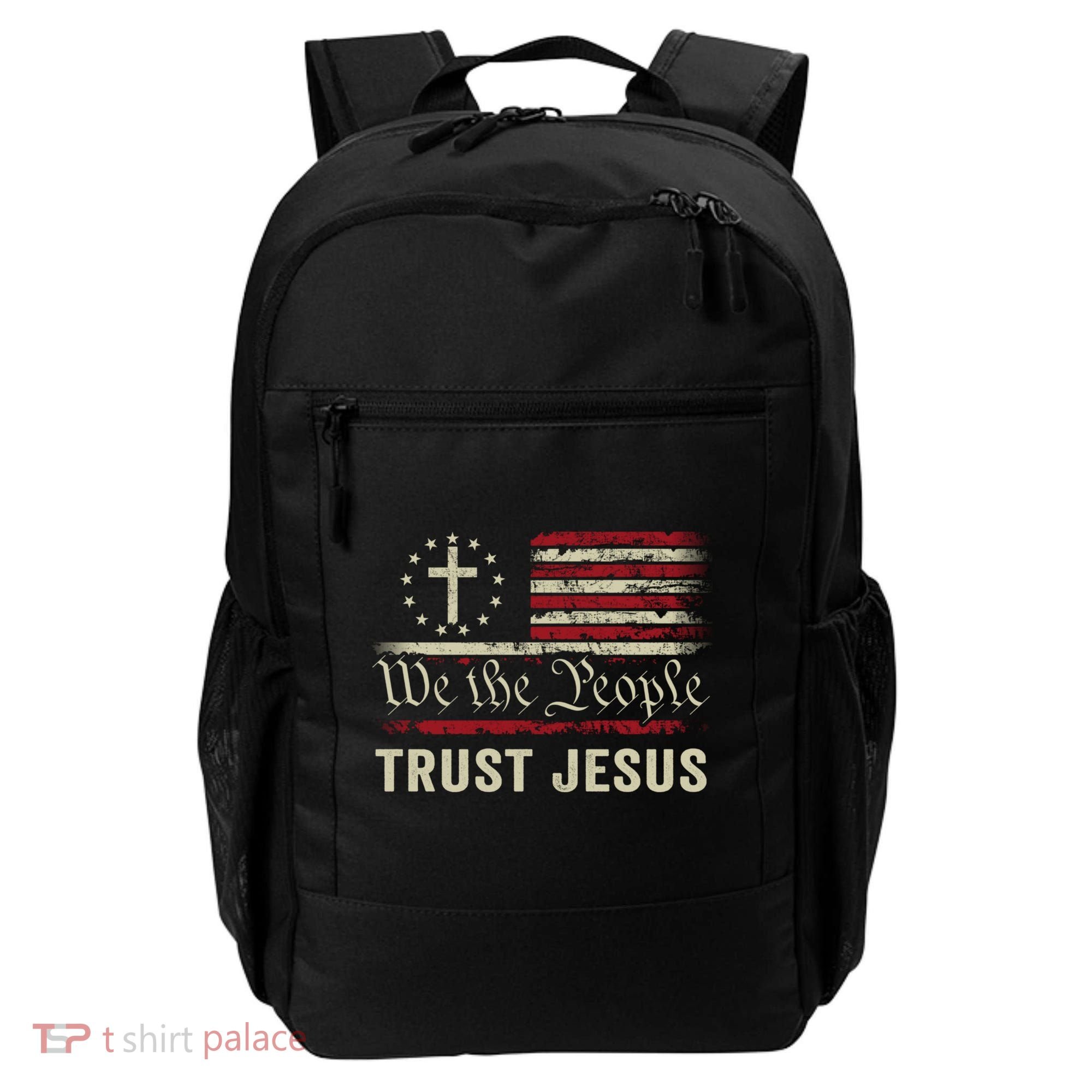 We The People Trust Jesus USA Flag Christian Patriotic Backpack