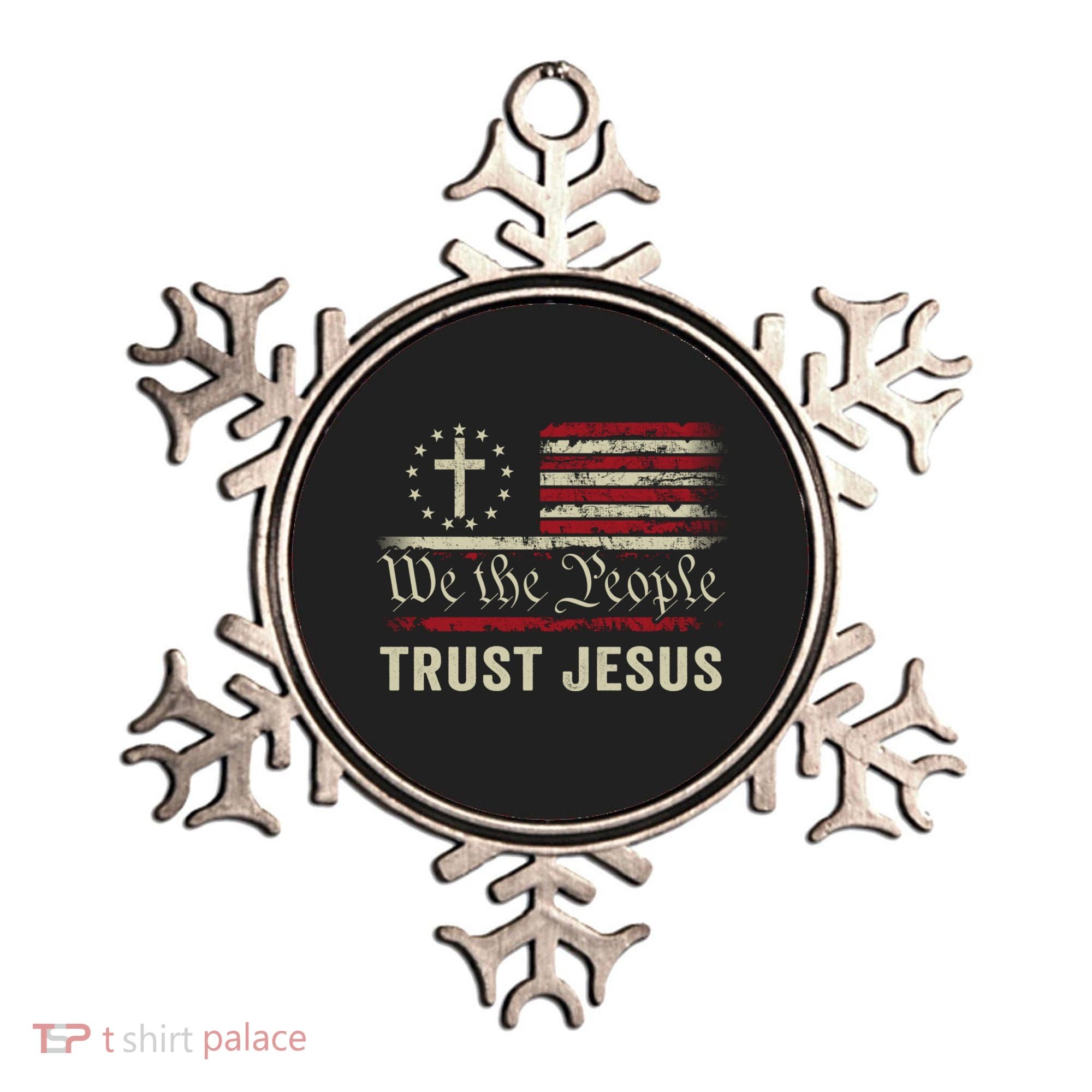 We The People Trust Jesus USA Flag Christian Patriotic Ornament