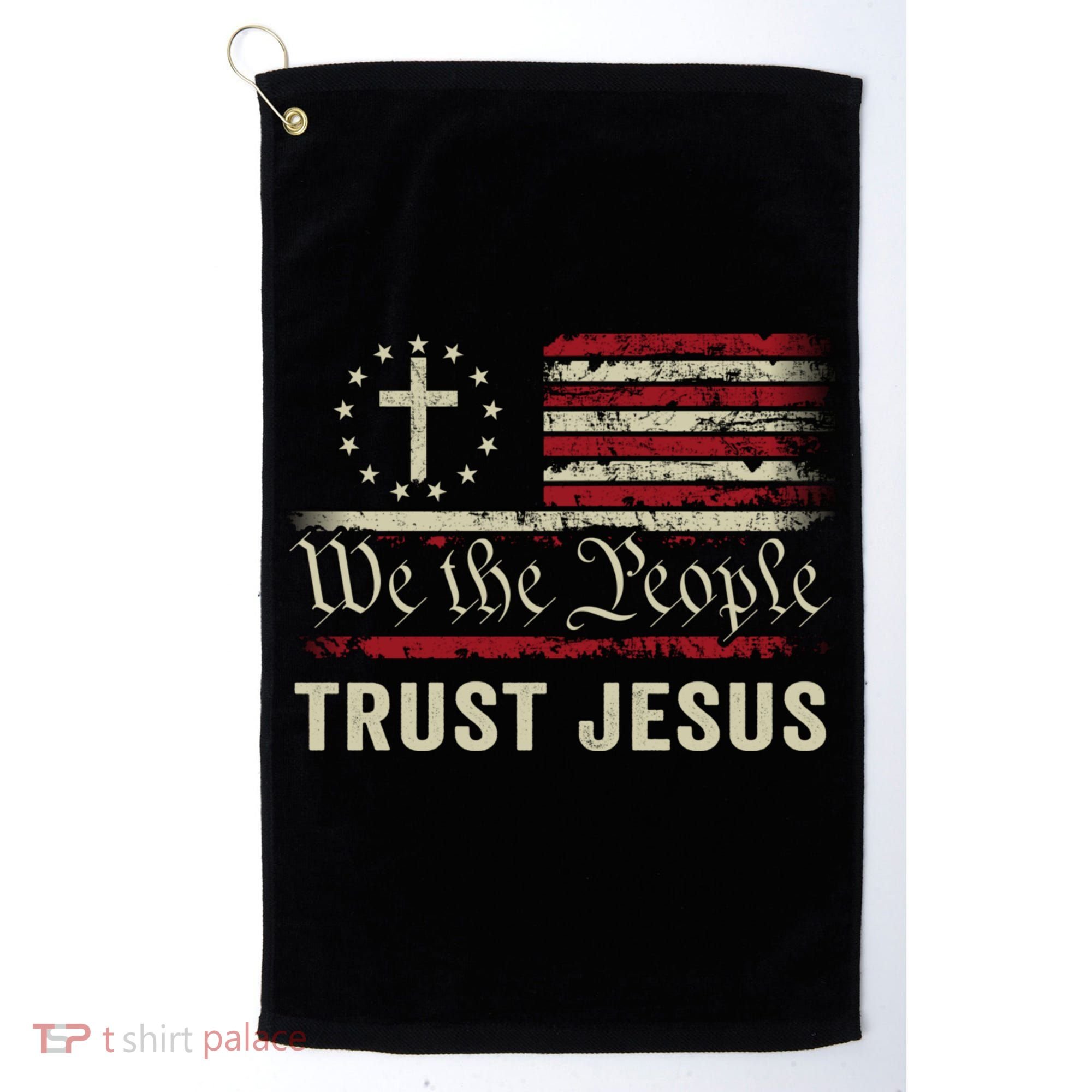 We The People Trust Jesus USA Flag Christian Patriotic Golf Towel