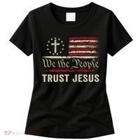 We The People Trust Jesus USA Flag Christian Patriotic Women's T-Shirt thumb 0