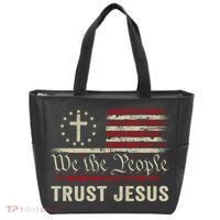 We The People Trust Jesus USA Flag Christian Patriotic Tote Bag thumb 0