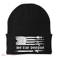 We The People Gun Rights Patriotic American Flag Beanie thumb 0