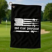 We The People Gun Rights Patriotic American Flag Golf Towel thumb 1