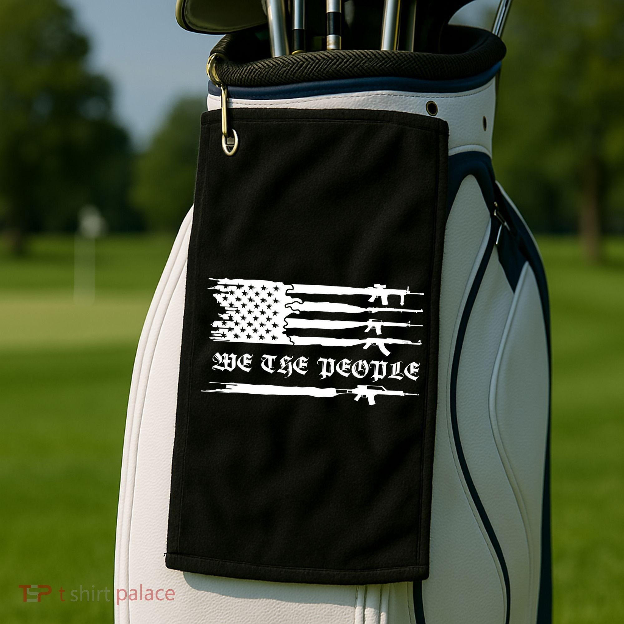 We The People Gun Rights Patriotic American Flag Golf Towel