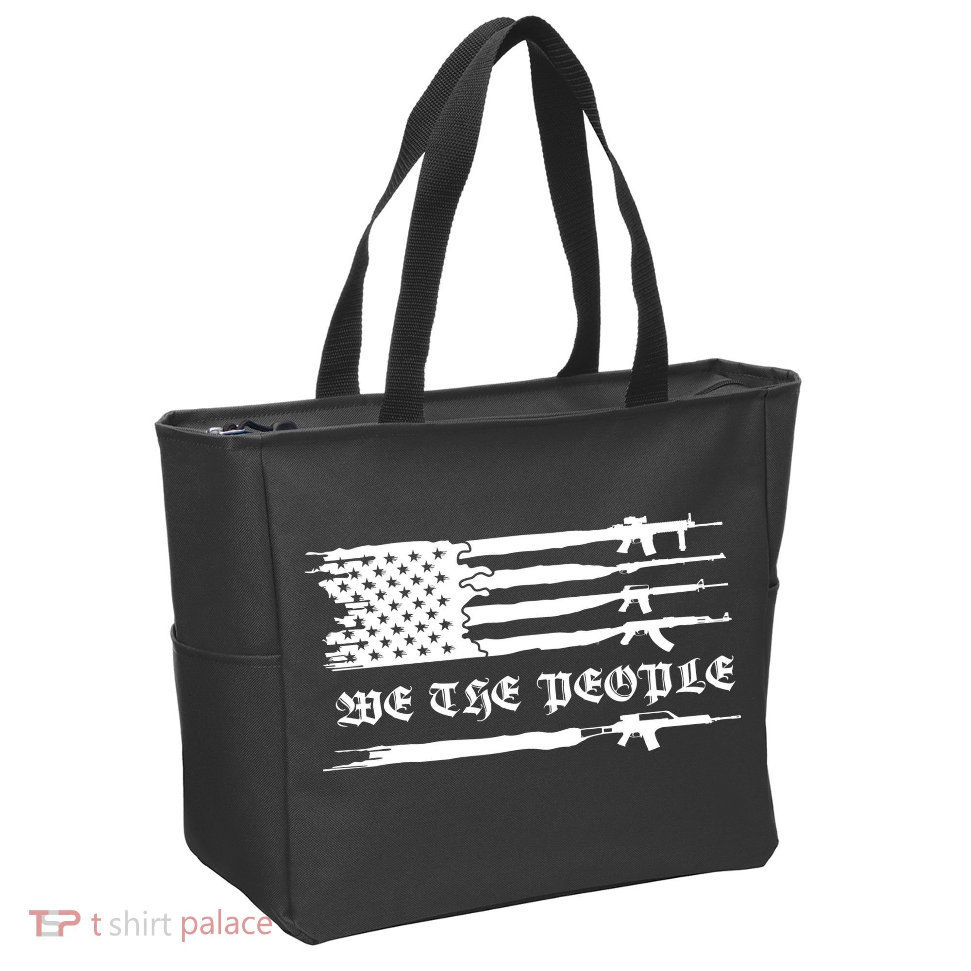 We The People Gun Rights Patriotic American Flag Tote Bag