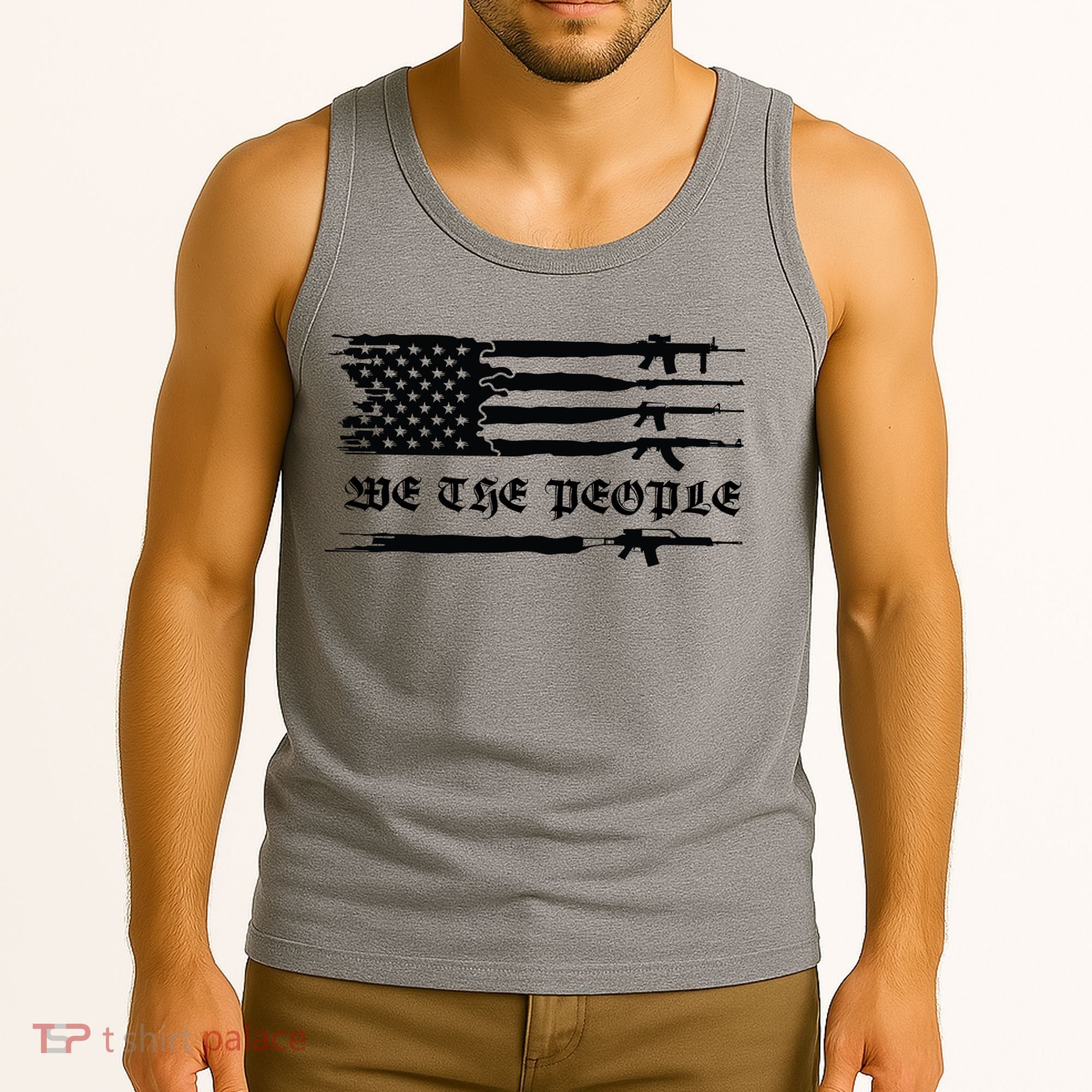 We The People Gun Rights Patriotic American Flag Tank Top
