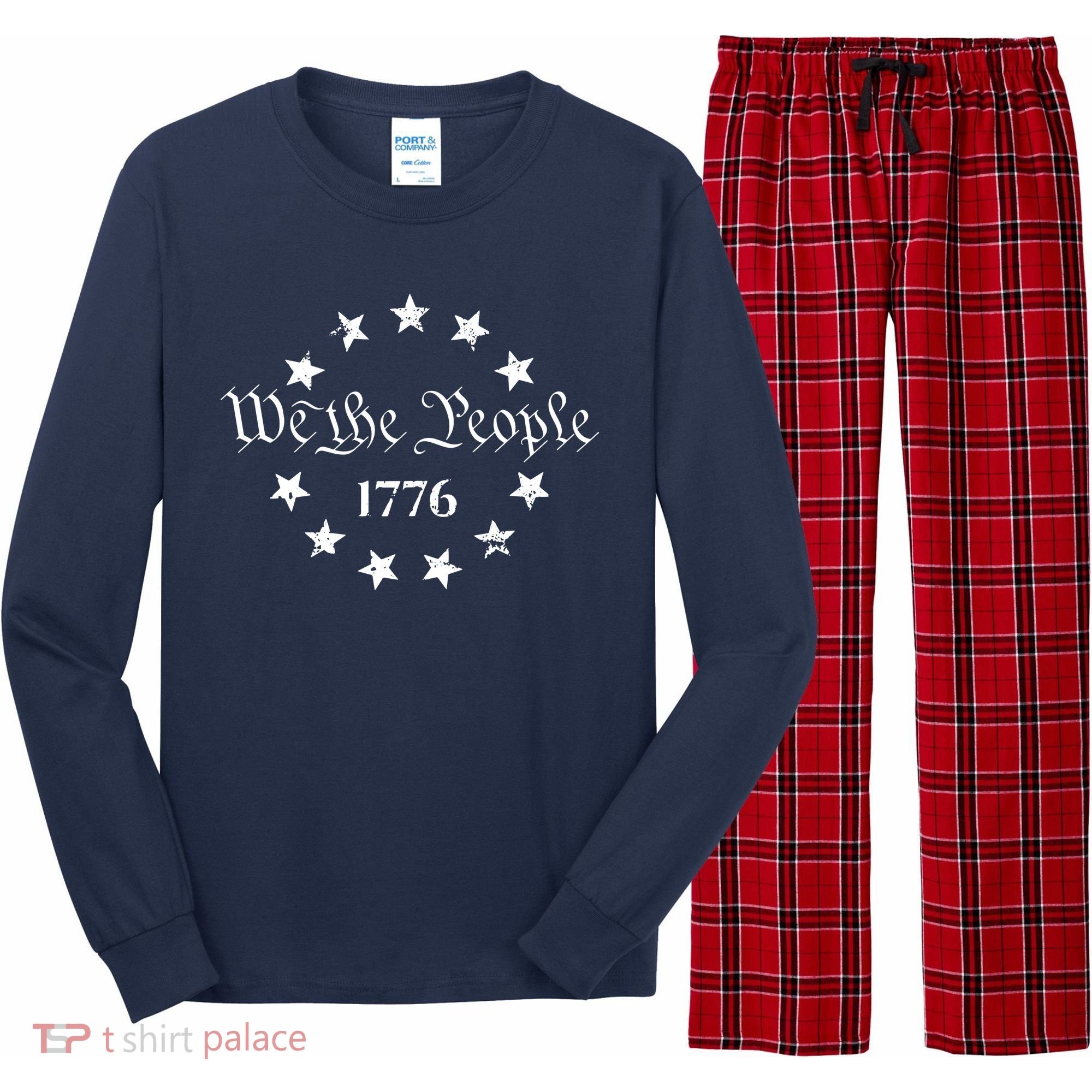 We The People Shirt 1776 Betsy Ross Flag Independence Day Long Sleeve Pajama Set