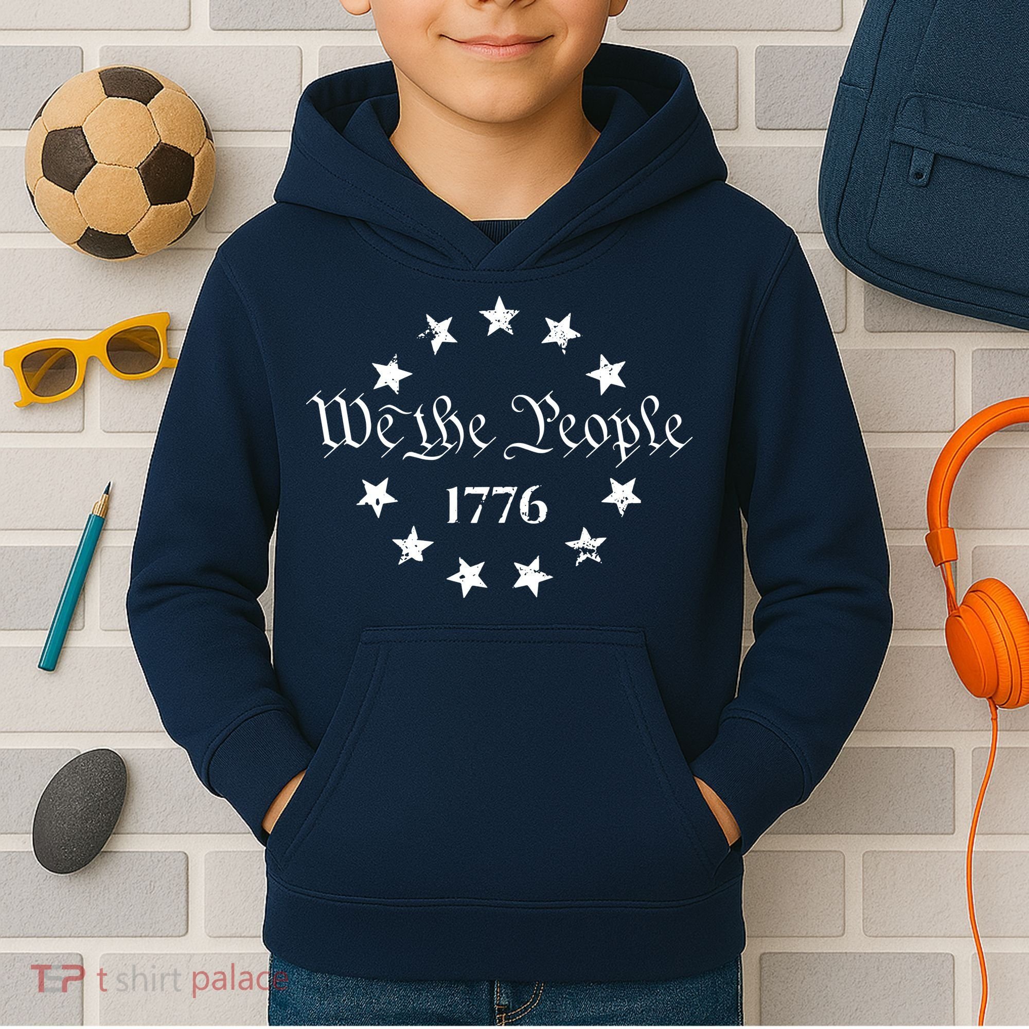 We The People Shirt 1776 Betsy Ross Flag Independence Day Kids Hoodie