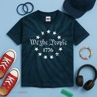 We The People Shirt 1776 Betsy Ross Flag Independence Day Kids Tie-Dye T-Shirt thumb 2