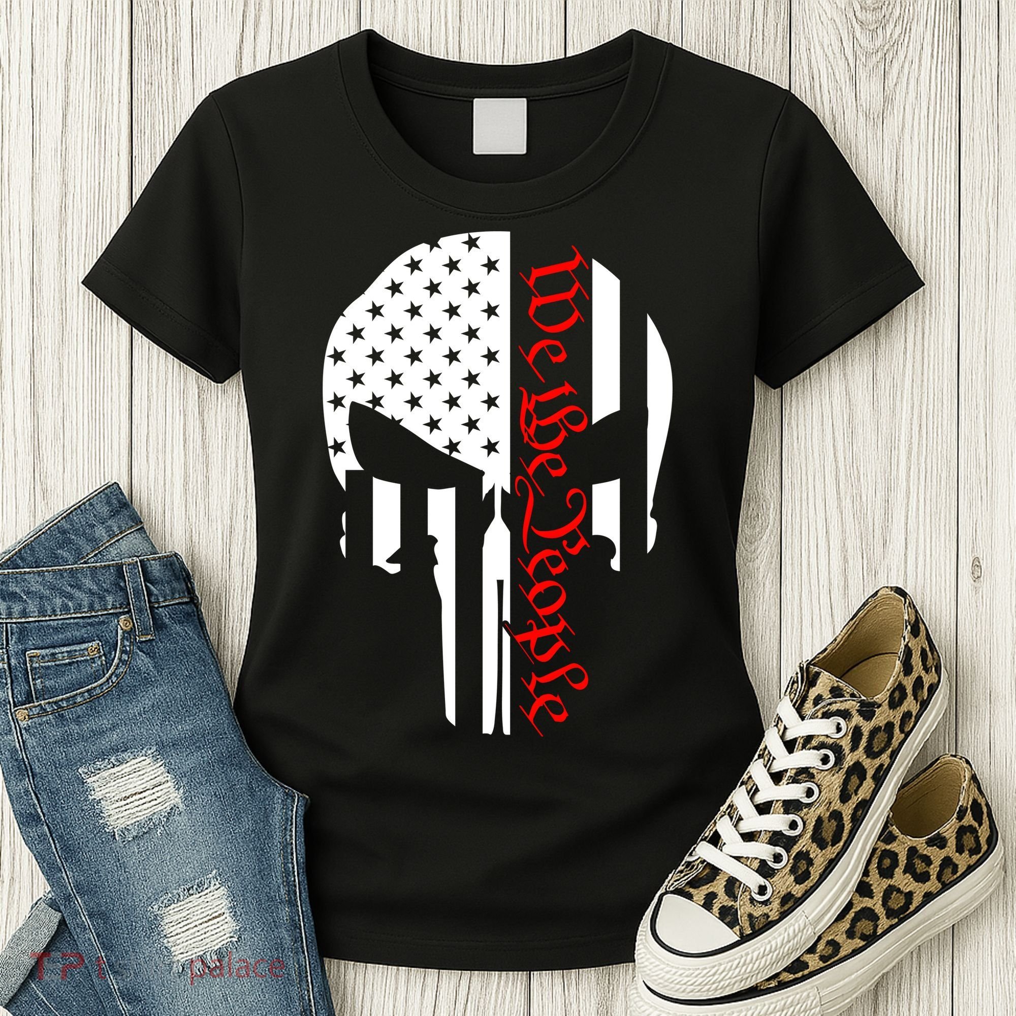 We The People Skull Patriotic Freedom Women's T-Shirt