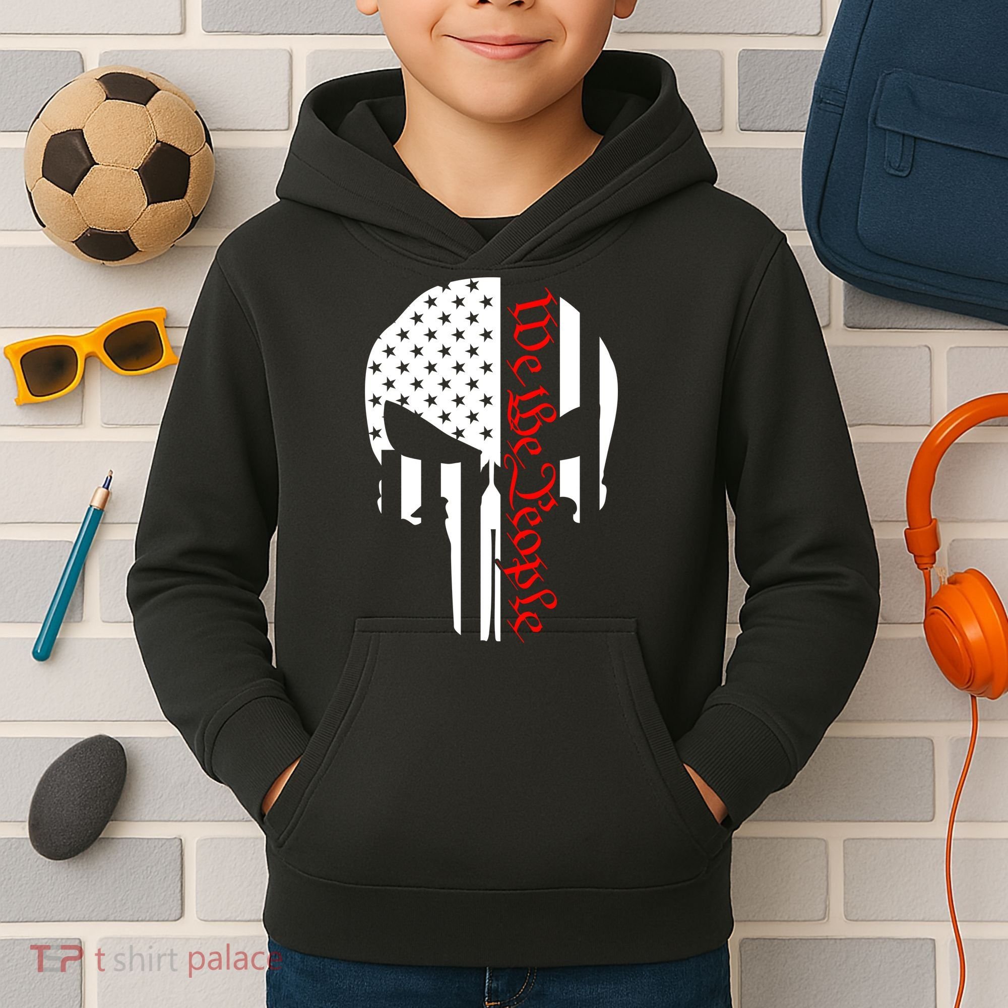 We The People Skull Patriotic Freedom Kids Hoodie