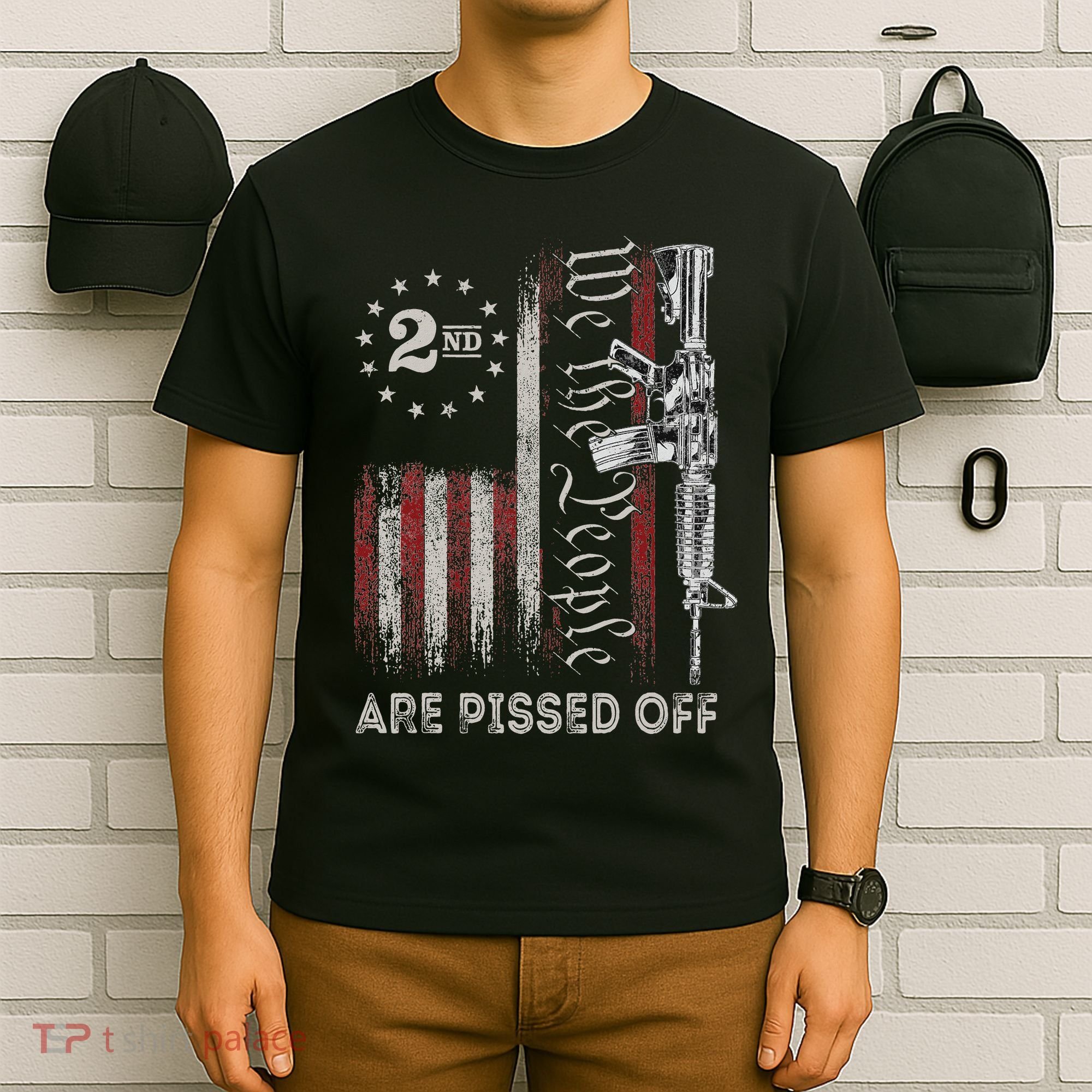 We The People Are Pissed Off Vintage Us America Flag Guns T-Shirt