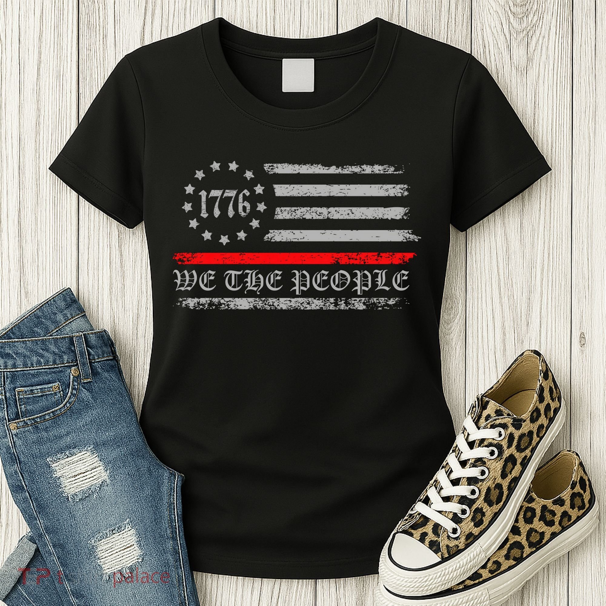We The People Red Line Betsy Ross Women's T-Shirt