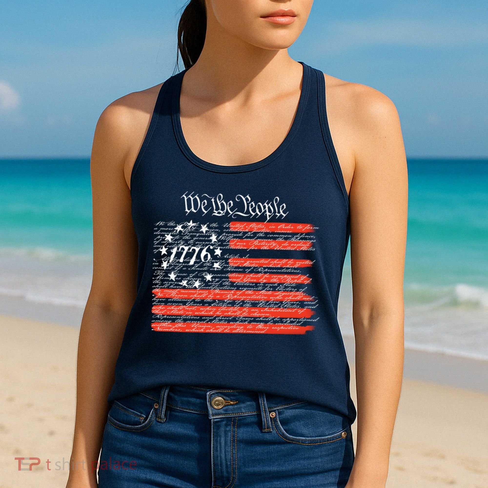 We The People American Flag Constitution Women's Tank Top