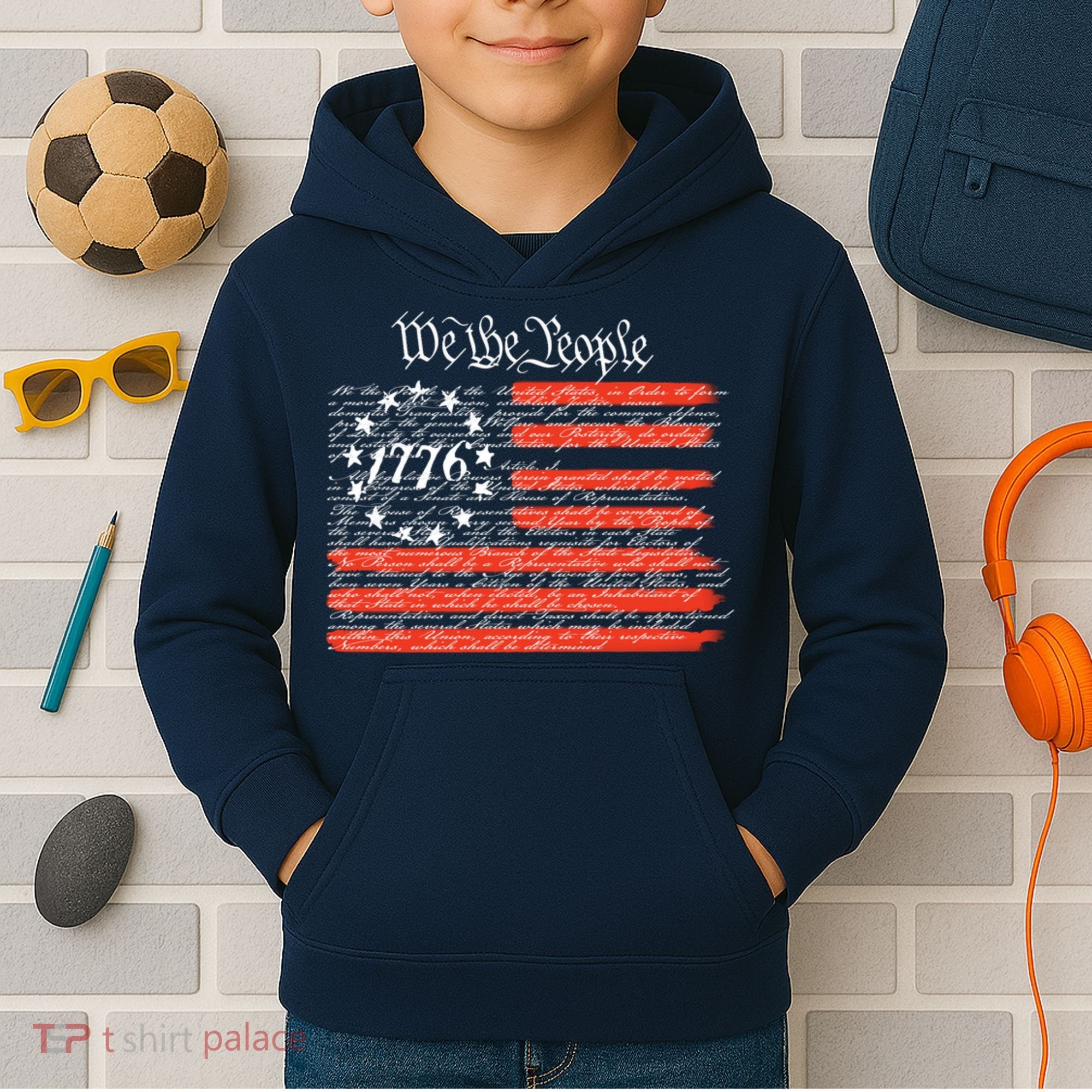 We The People American Flag Constitution Kids Hoodie