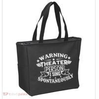 Warning Theater Person I Sing Spontaneously Theatre Quote Tote Bag thumb 2