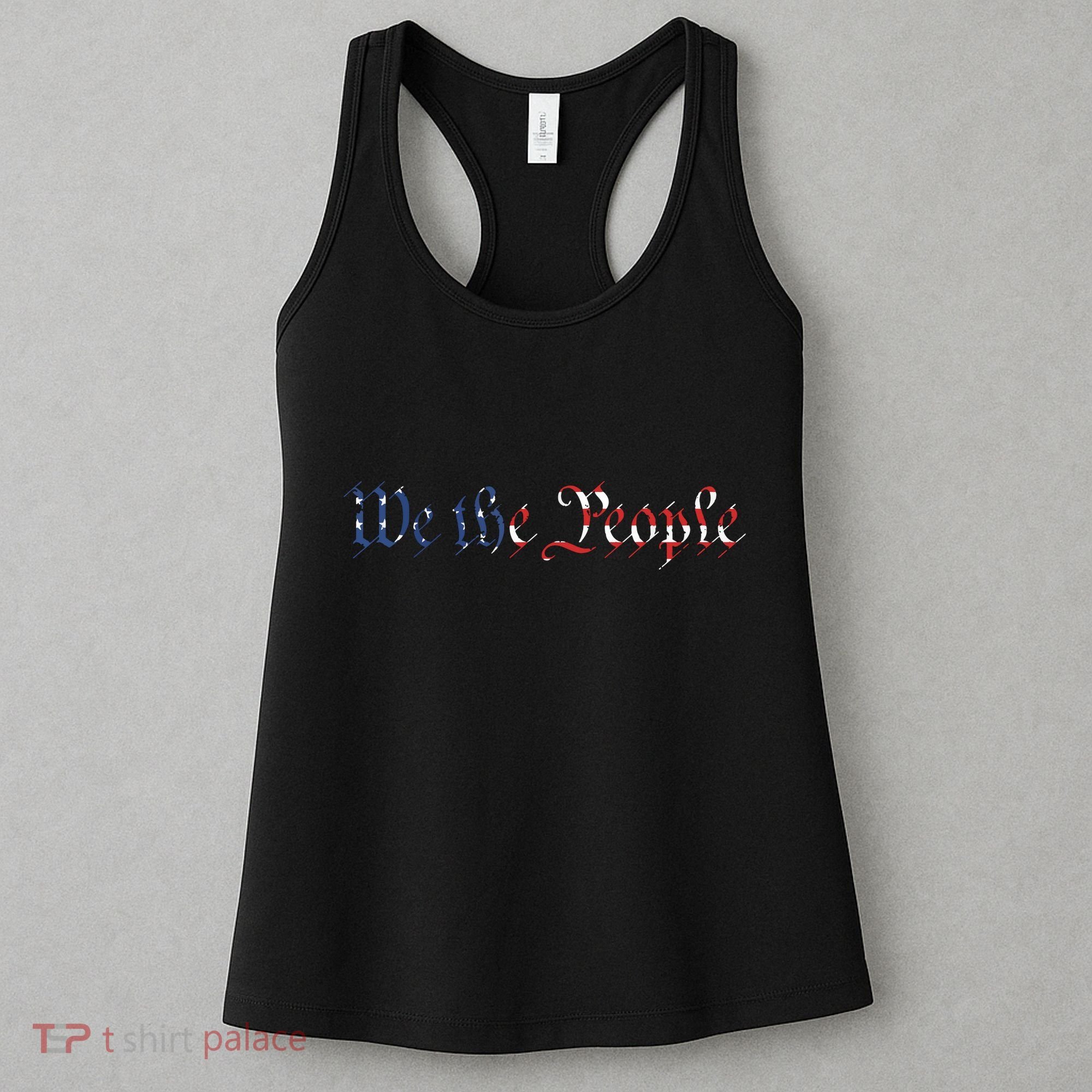 We The People US Constitution 1776 Freedom American Flag Women's Tank Top