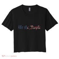 We The People US Constitution 1776 Freedom American Flag Women's Crop Top Tee thumb 0