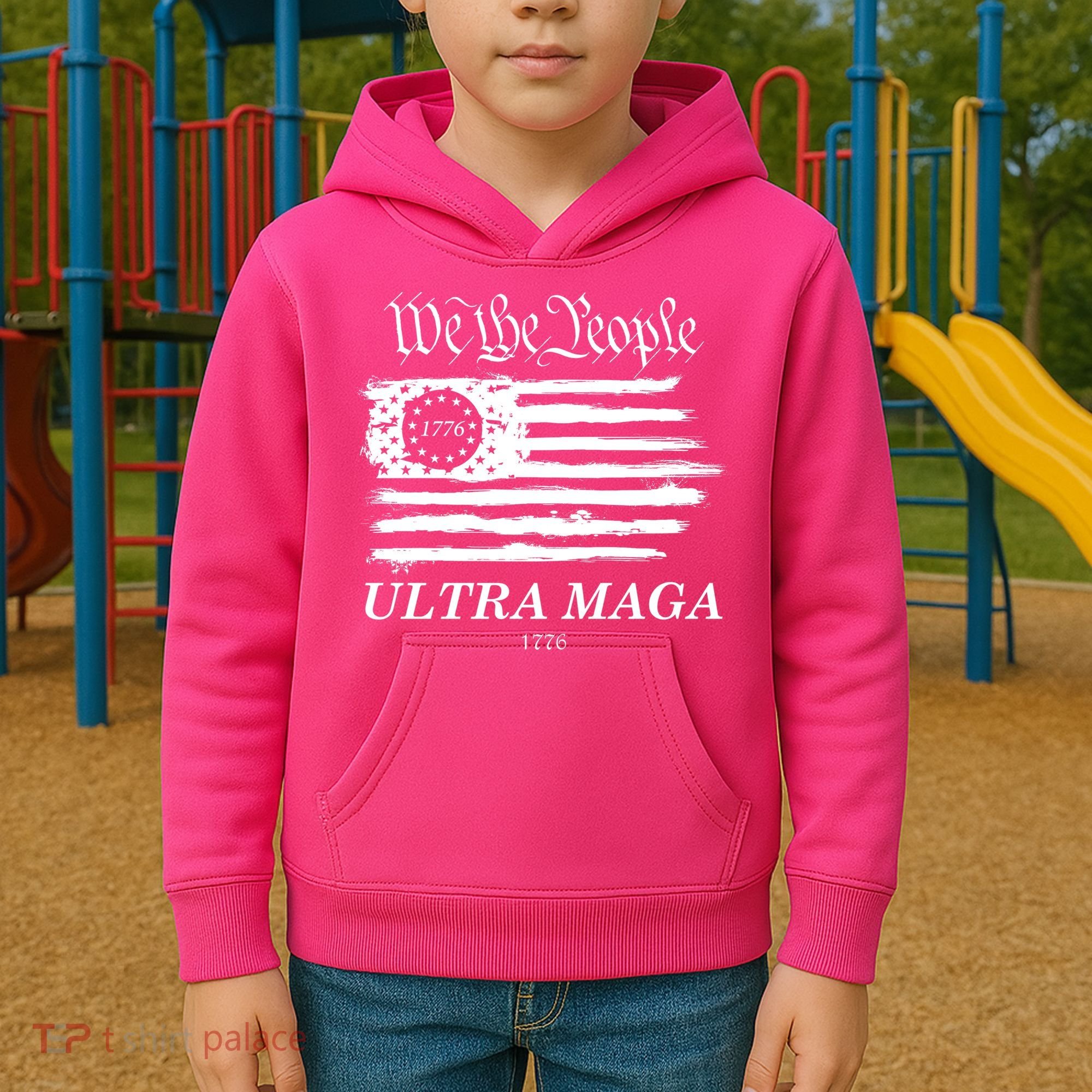 We The People Ultra MAGA Proud Betsy Ross 1776 Flag Kids Hoodie