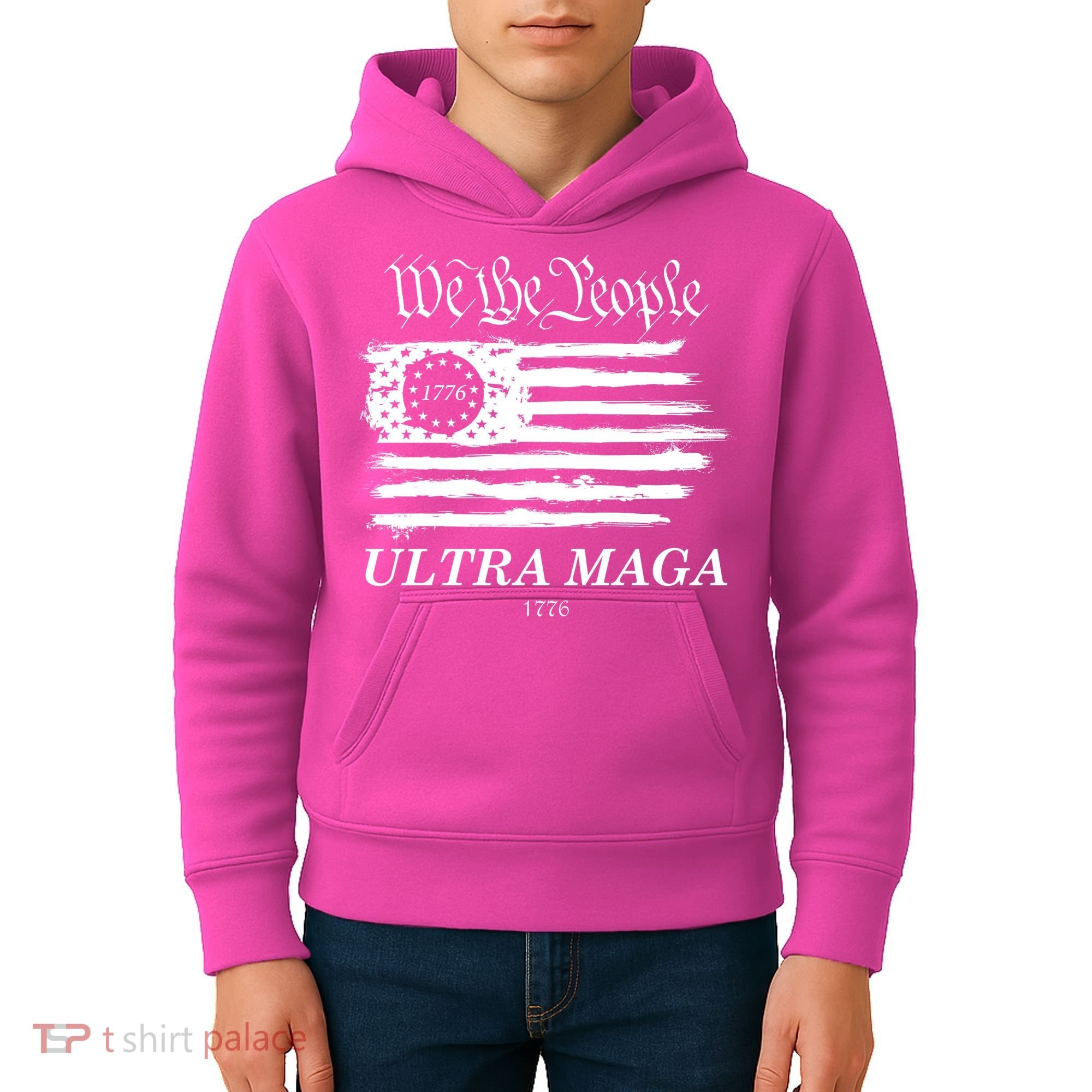 We The People Ultra MAGA Proud Betsy Ross 1776 Flag Kids Hoodie