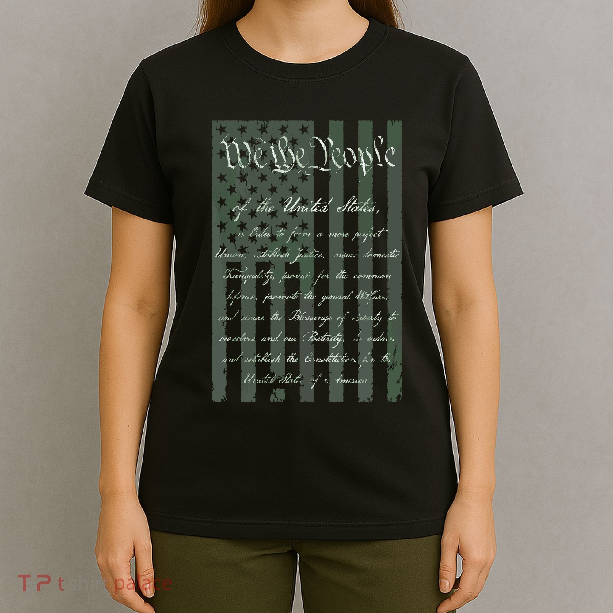 WE THE PEOPLE US CONSTITUTION PREAMBLE UNITED STATES FLAG T-Shirt