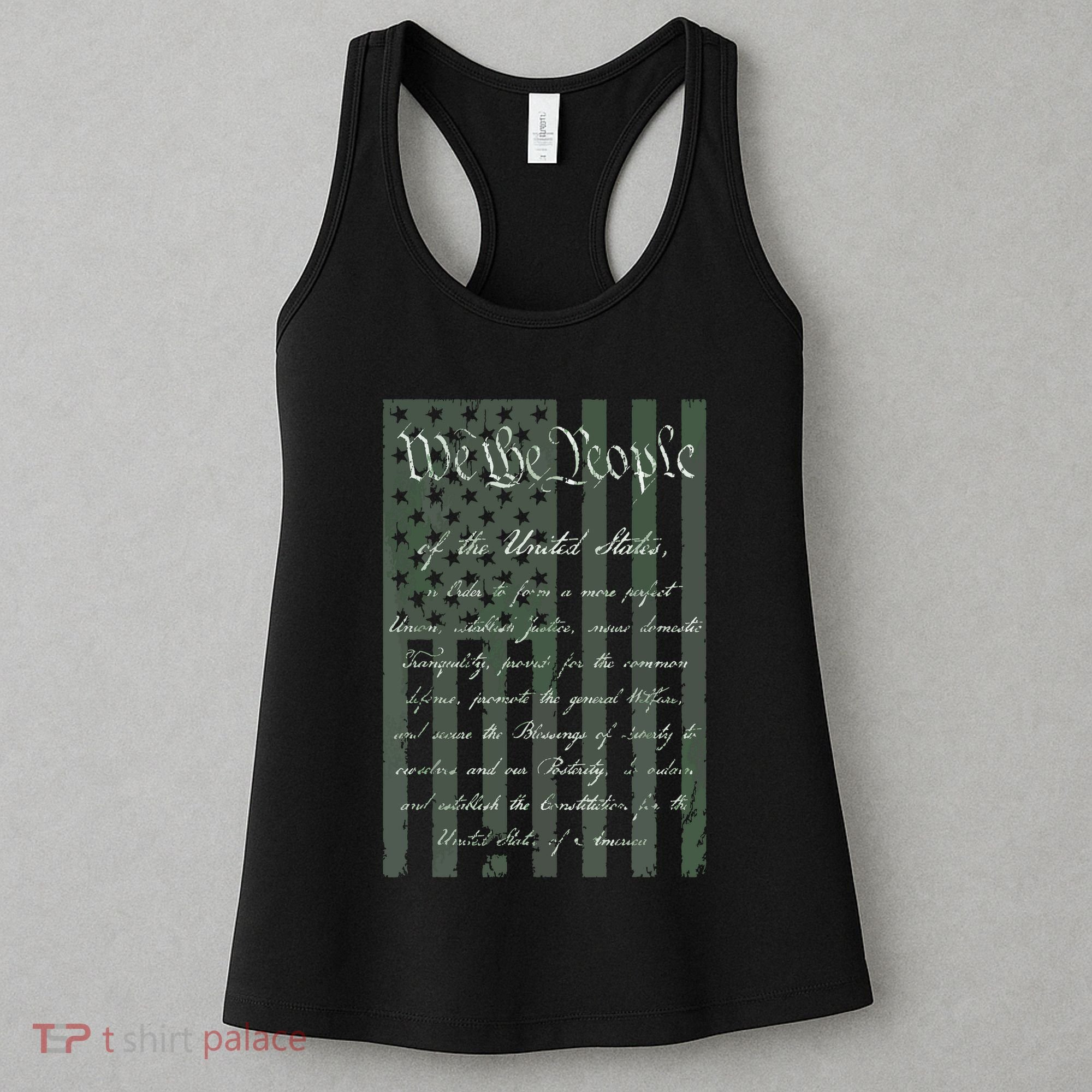 WE THE PEOPLE US CONSTITUTION PREAMBLE UNITED STATES FLAG Women's Tank Top