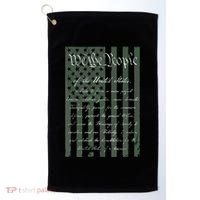 WE THE PEOPLE US CONSTITUTION PREAMBLE UNITED STATES FLAG Golf Towel thumb 0