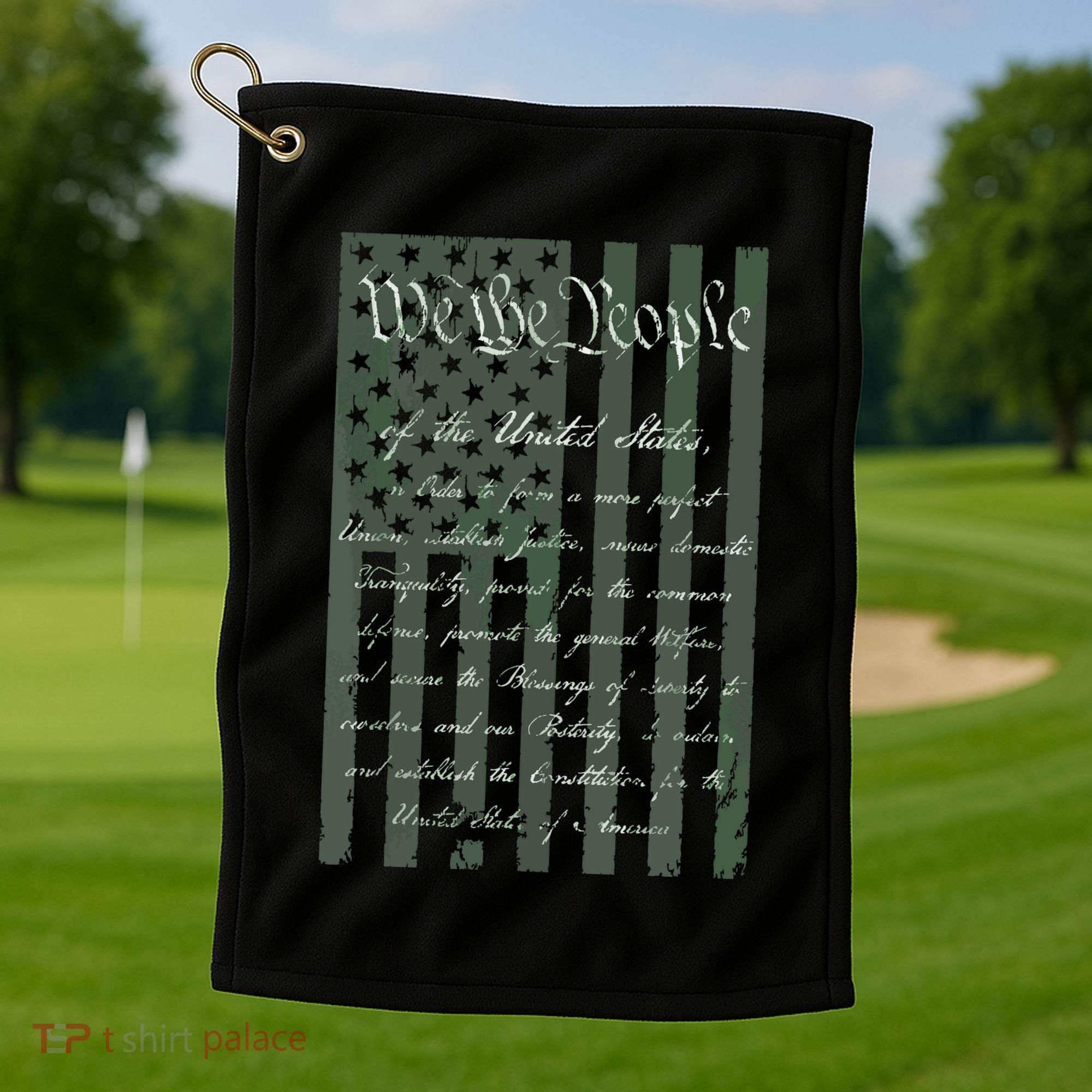 WE THE PEOPLE US CONSTITUTION PREAMBLE UNITED STATES FLAG Golf Towel
