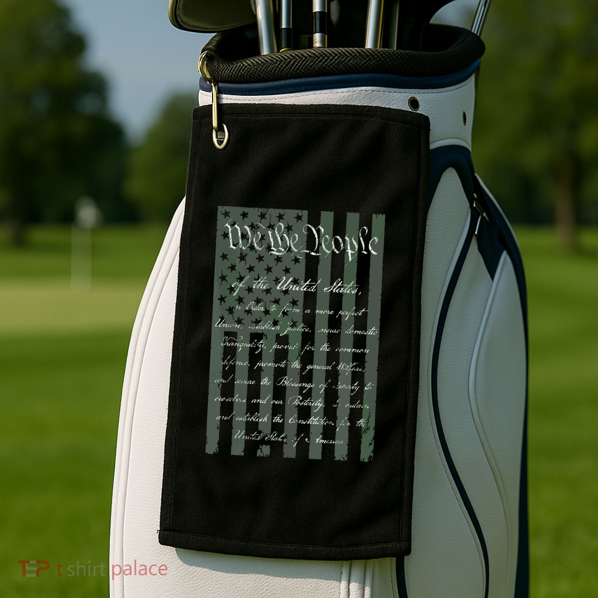 WE THE PEOPLE US CONSTITUTION PREAMBLE UNITED STATES FLAG Golf Towel