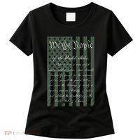 WE THE PEOPLE US CONSTITUTION PREAMBLE UNITED STATES FLAG Women's T-Shirt thumb 0