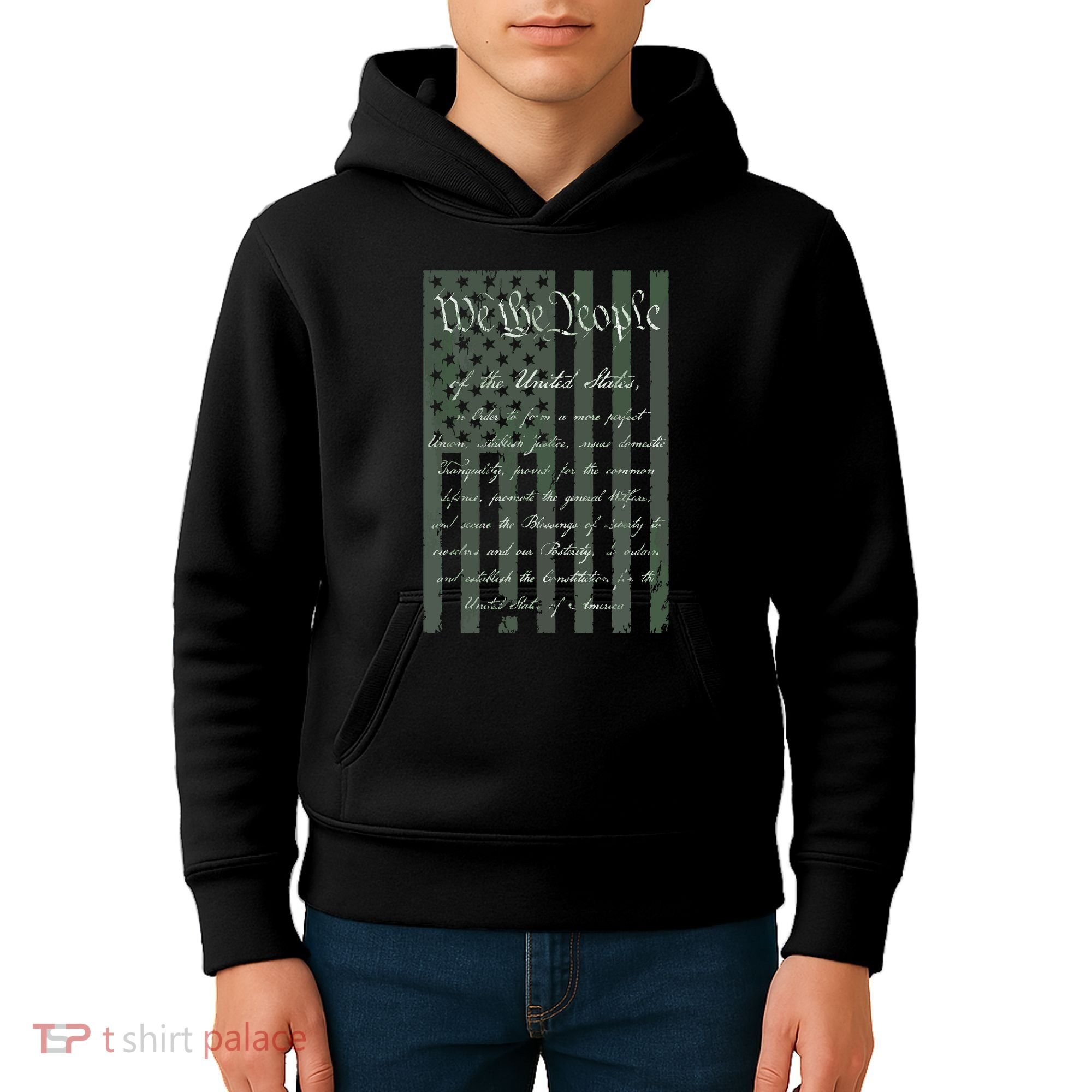 WE THE PEOPLE US CONSTITUTION PREAMBLE UNITED STATES FLAG Kids Hoodie