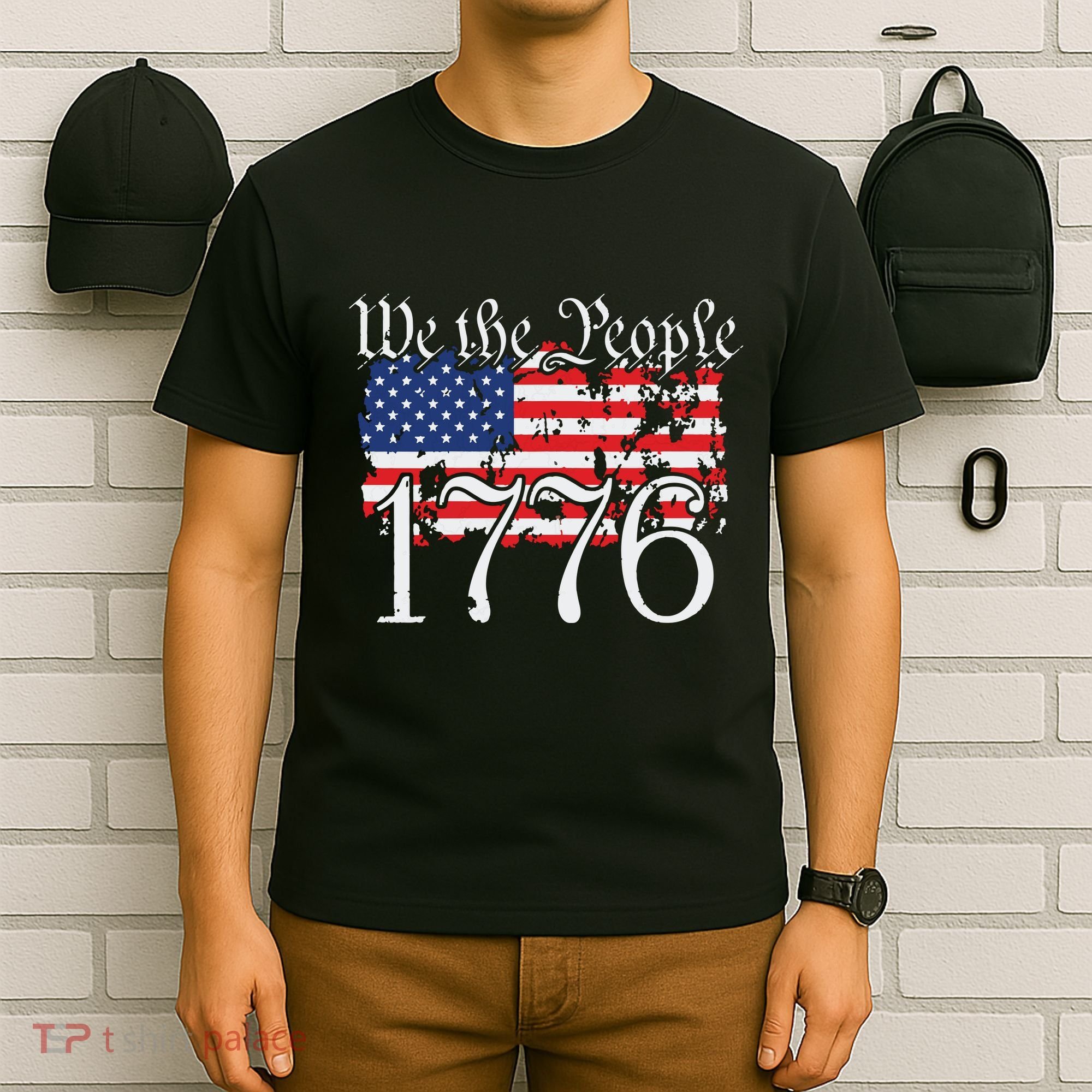 We The People 1776 US Constitution Freedom American Flag T-Shirt